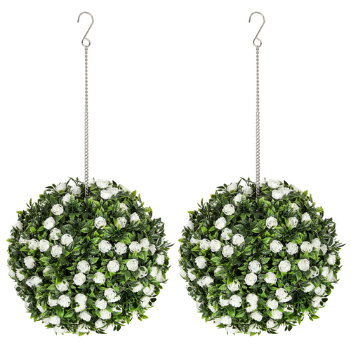 Artificial Topiary Rose Balls, Set of 2