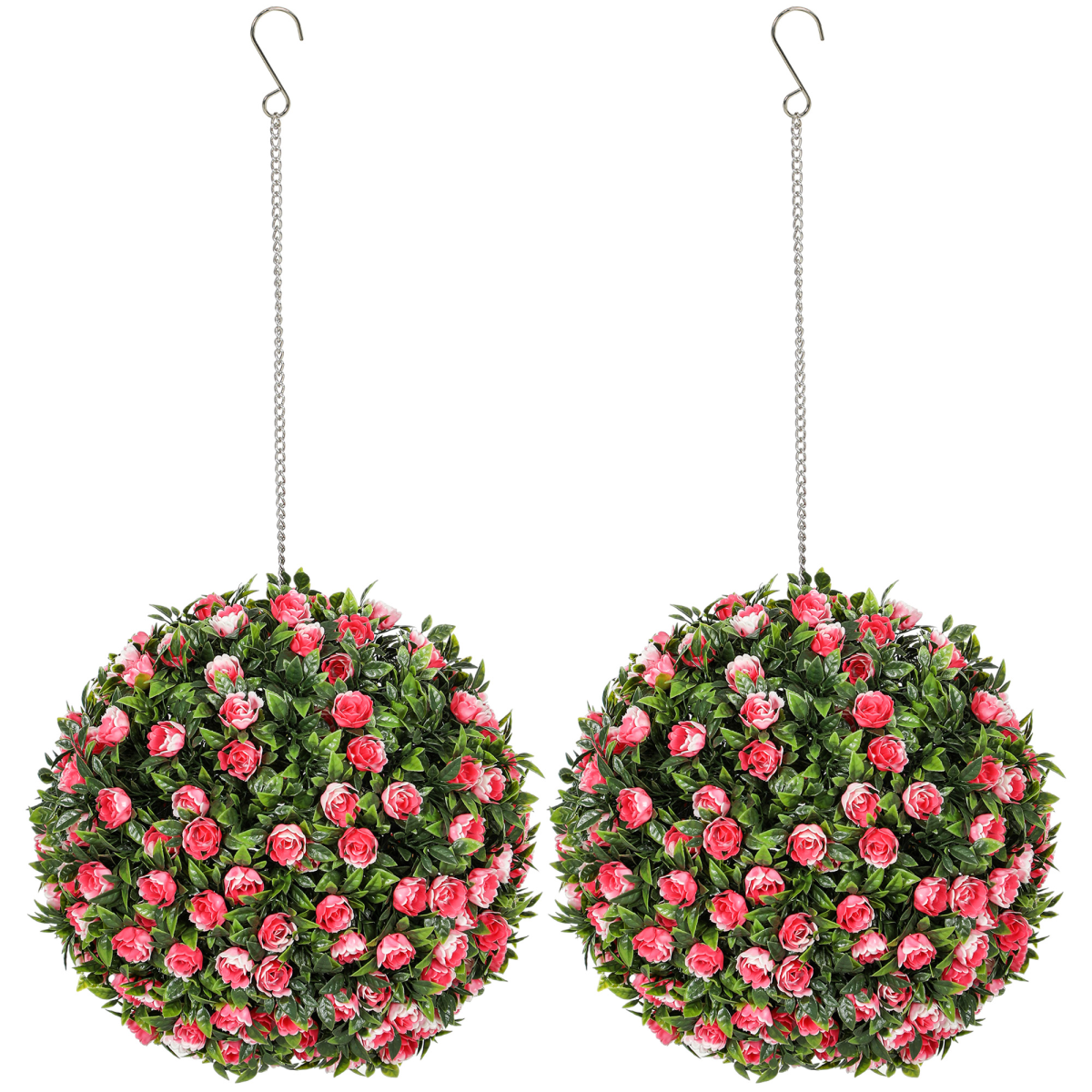 Artificial Topiary Rose Balls, Set of 2