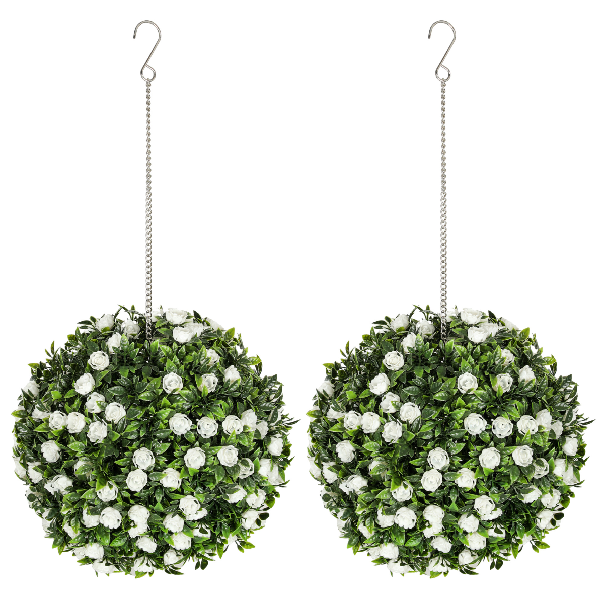 Artificial Topiary Rose Balls, Set of 2