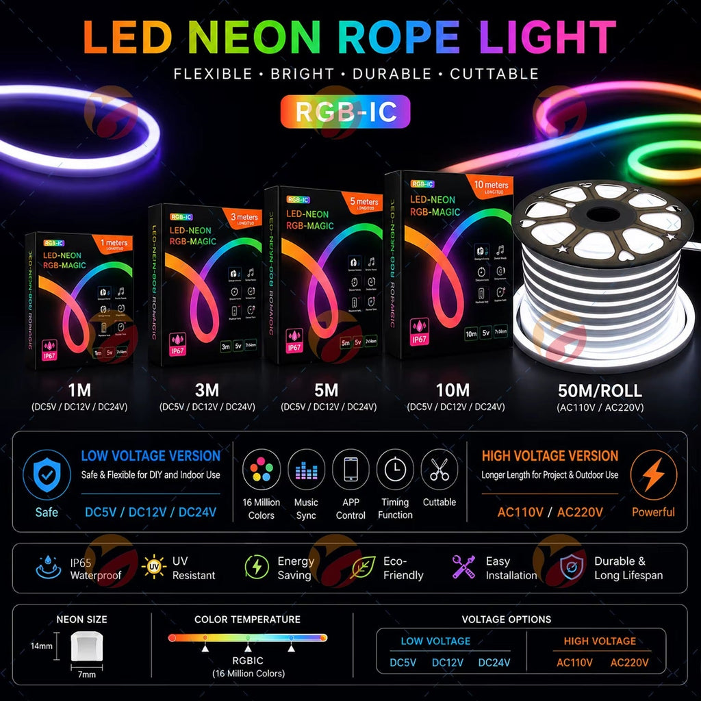 RGB LED Neon Rope Light with App Control