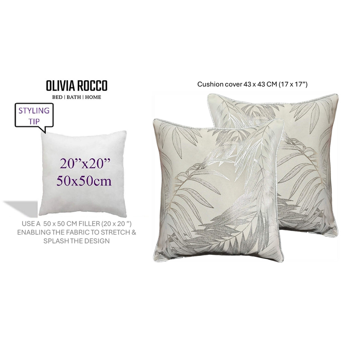 Leaf Sparkle Cushion Covers, 2 Pack