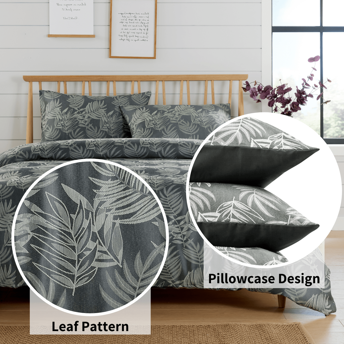 Leaf Jacquard Reversible Duvet Set