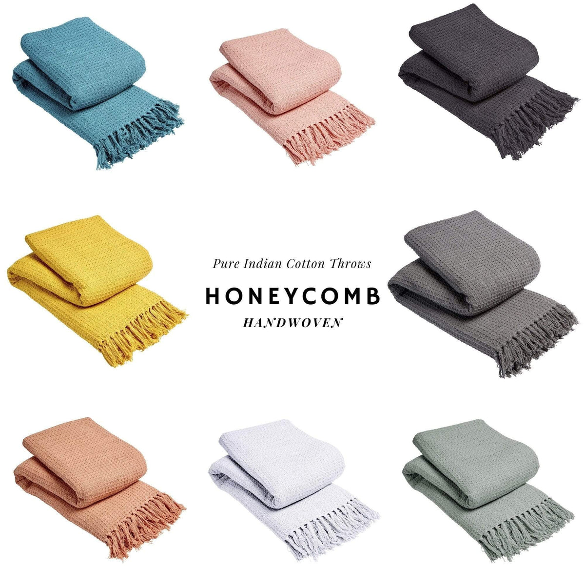 Lisbon Handwoven Cotton Honeycomb Throw
