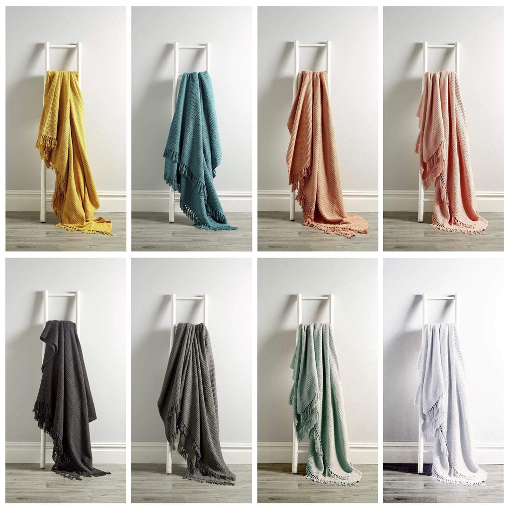 Lisbon Handwoven Cotton Honeycomb Throw