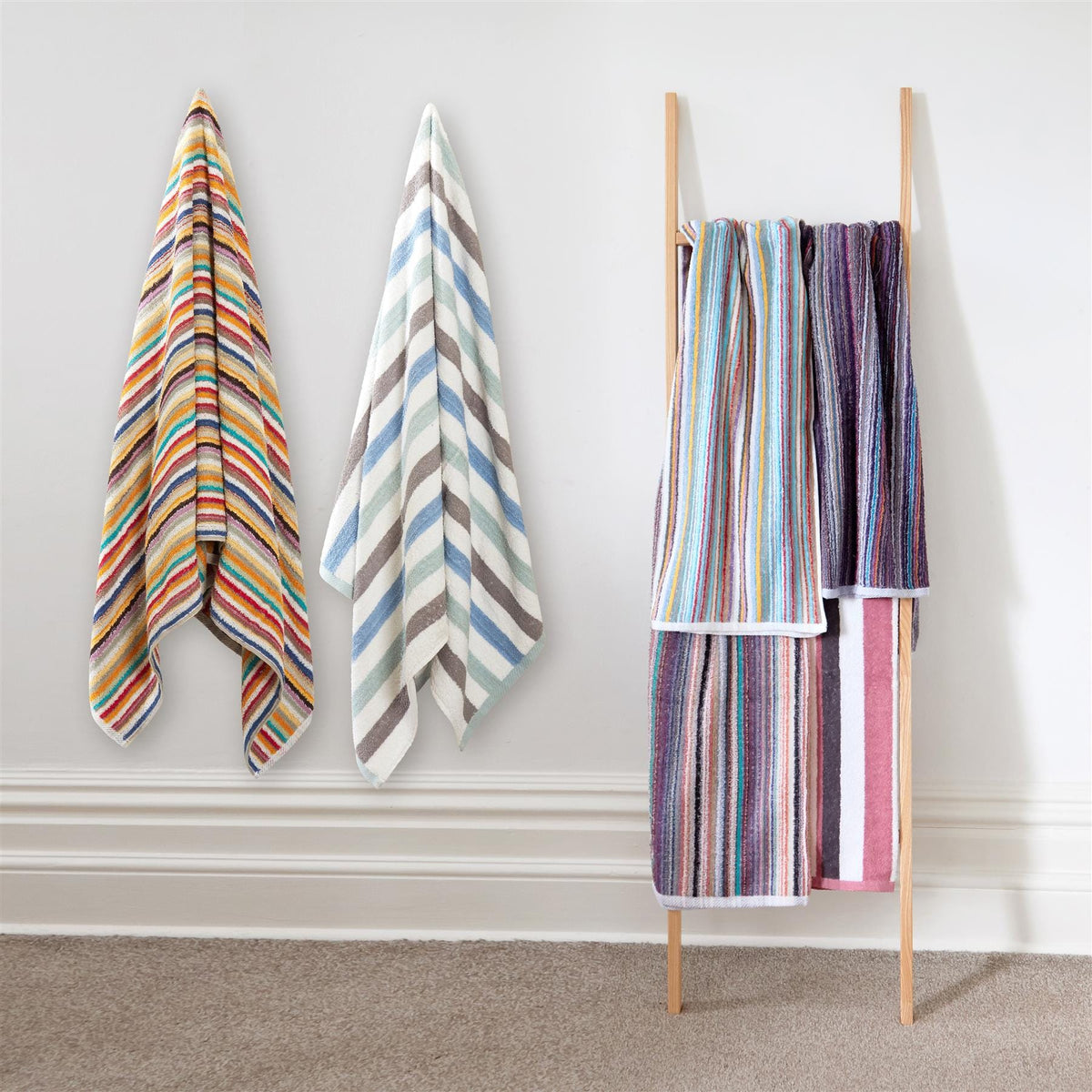 Recycled Cotton Striped Towels, Set of 6
