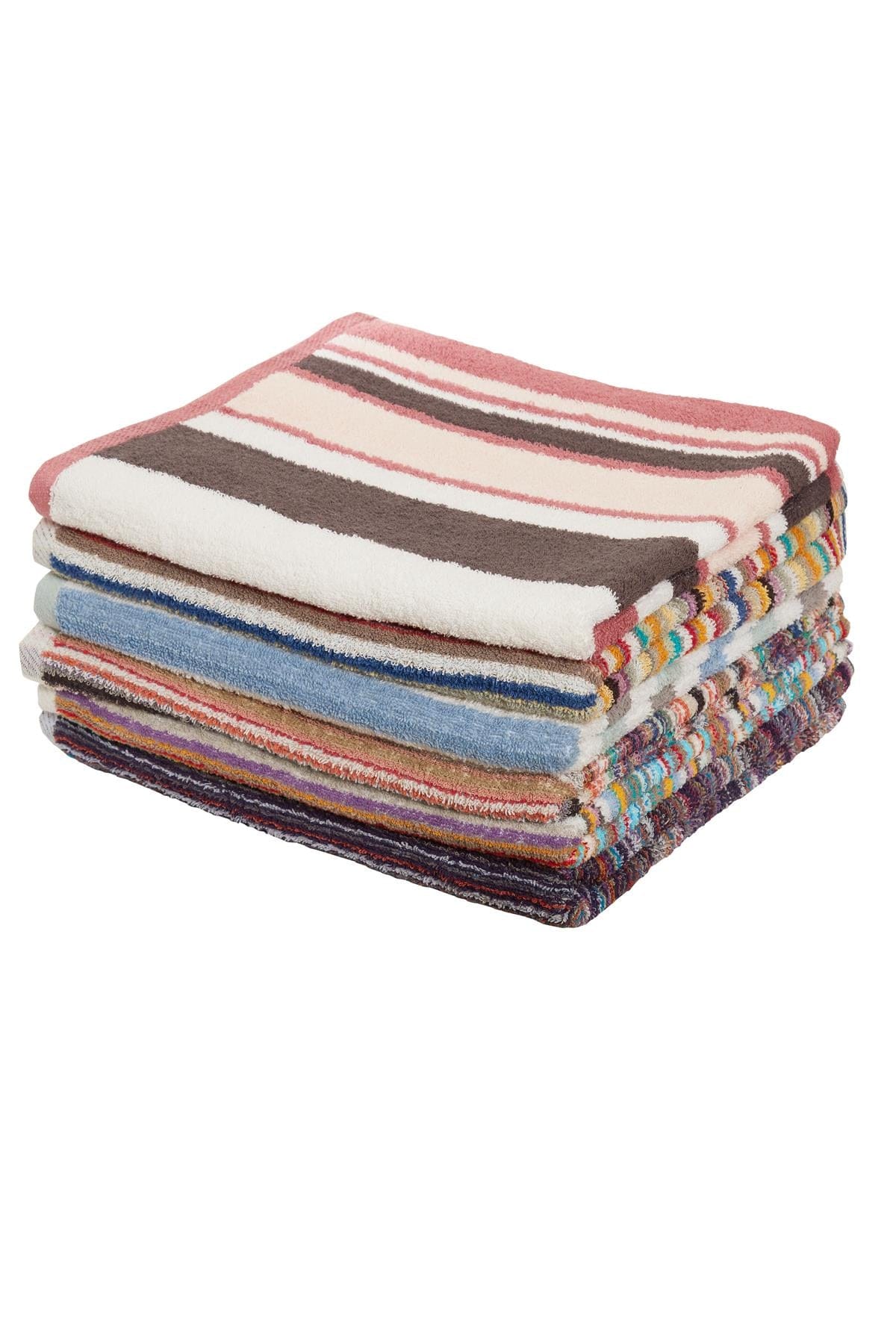 Recycled Cotton Striped Towels, Set of 6