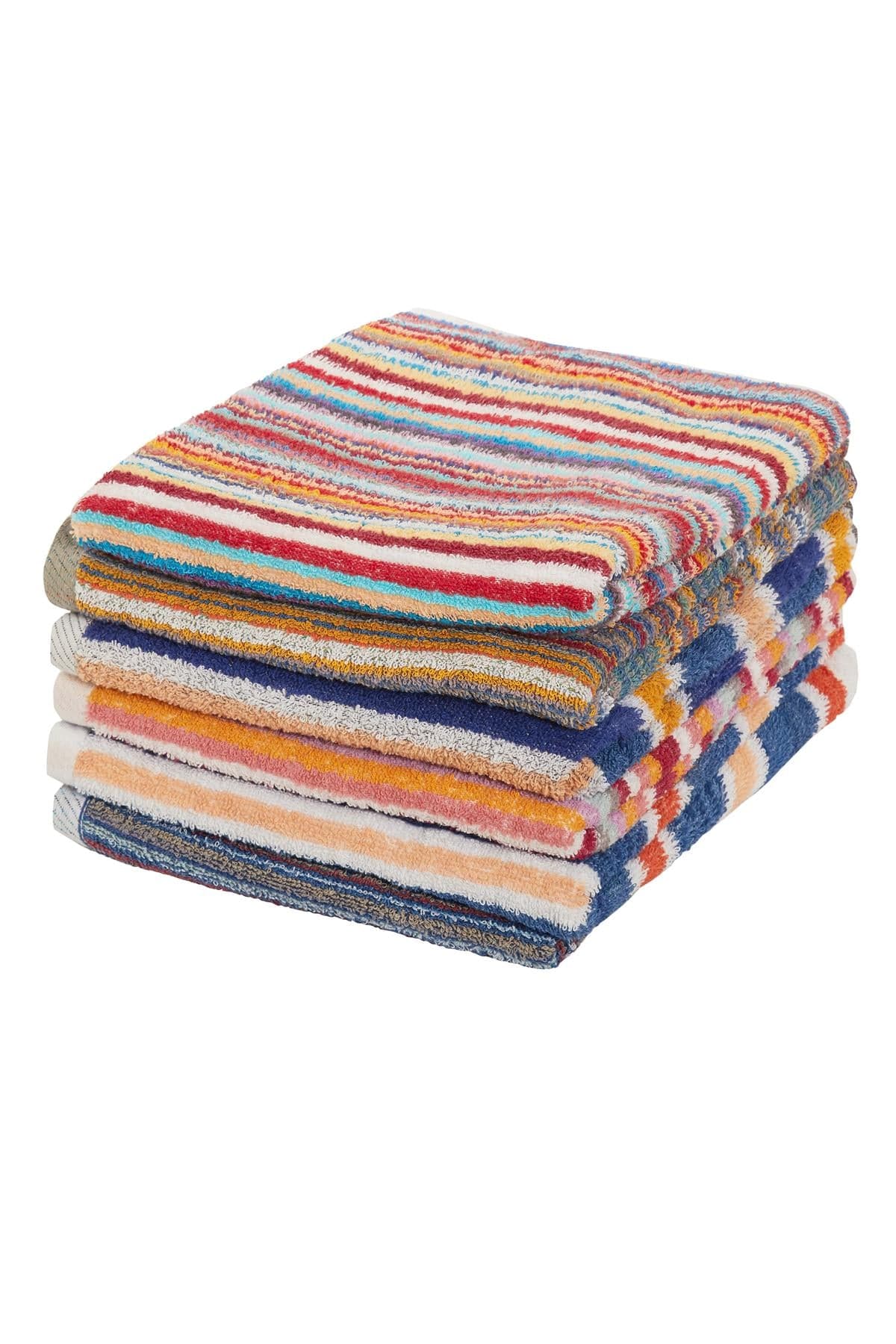 Recycled Cotton Striped Towels, Set of 6