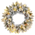 Pre-Lit Flocked Christmas Wreath, 60cm