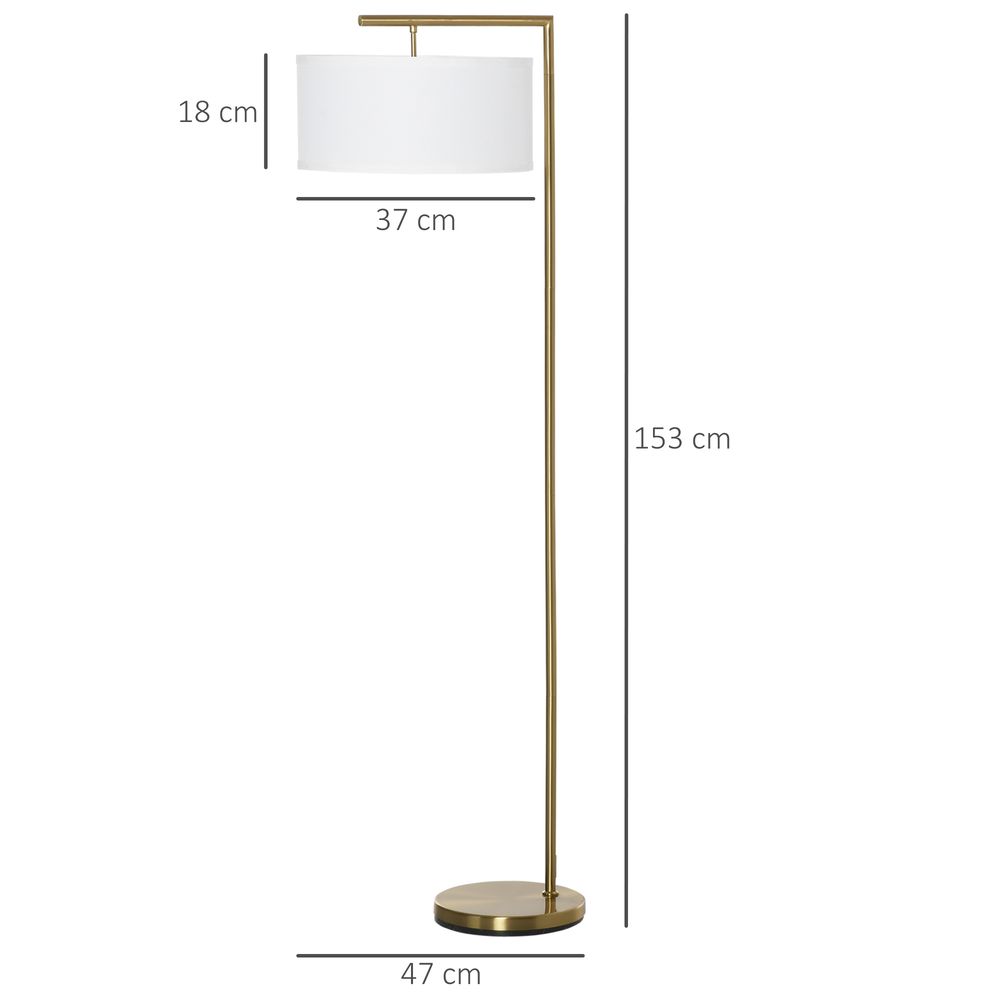 Linen Shade Floor Lamp, Gold, 153cm