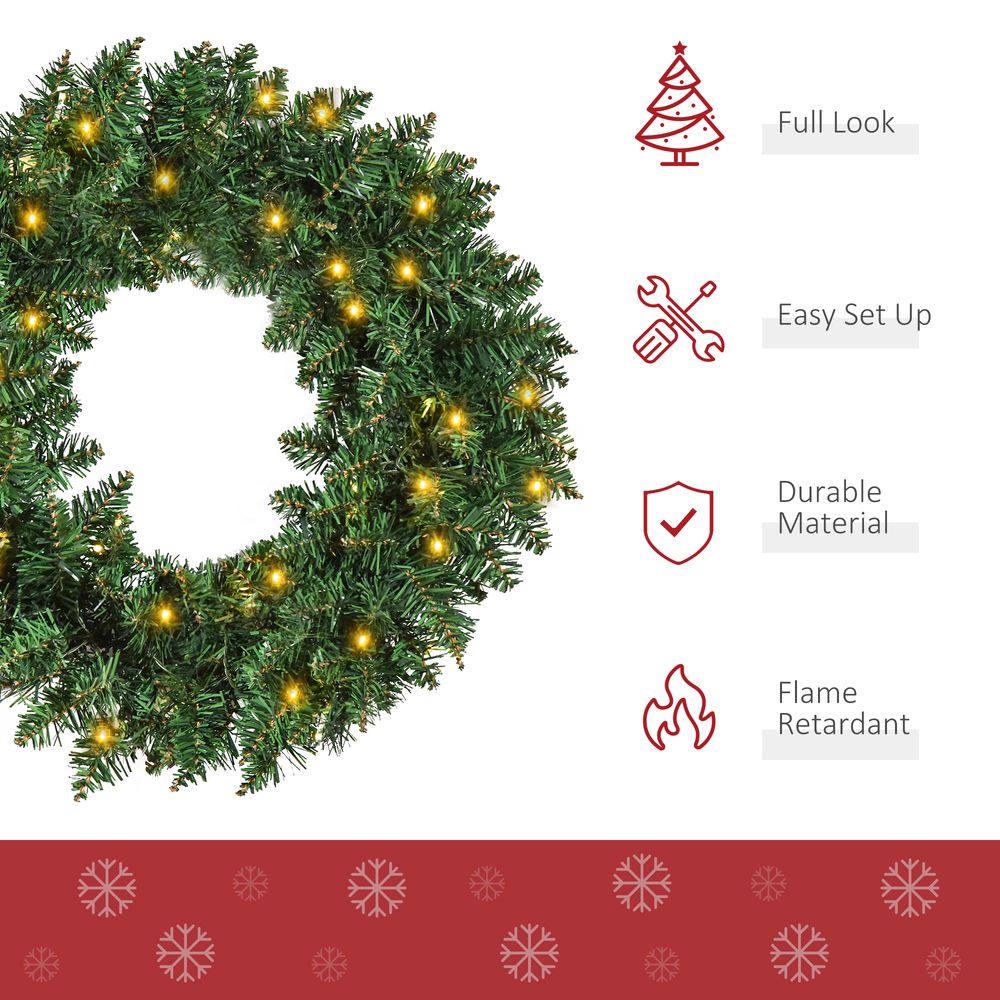 Pre-Lit Christmas Wreath, 55cm
