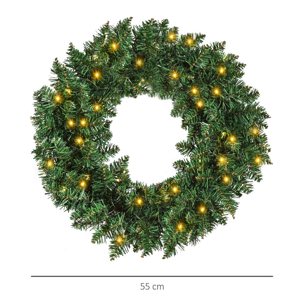 Pre-Lit Christmas Wreath, 55cm