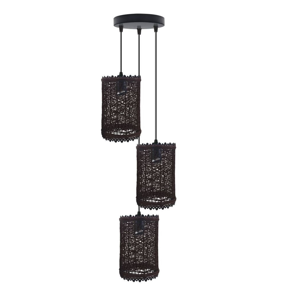 3-Head Rattan Pendant Light