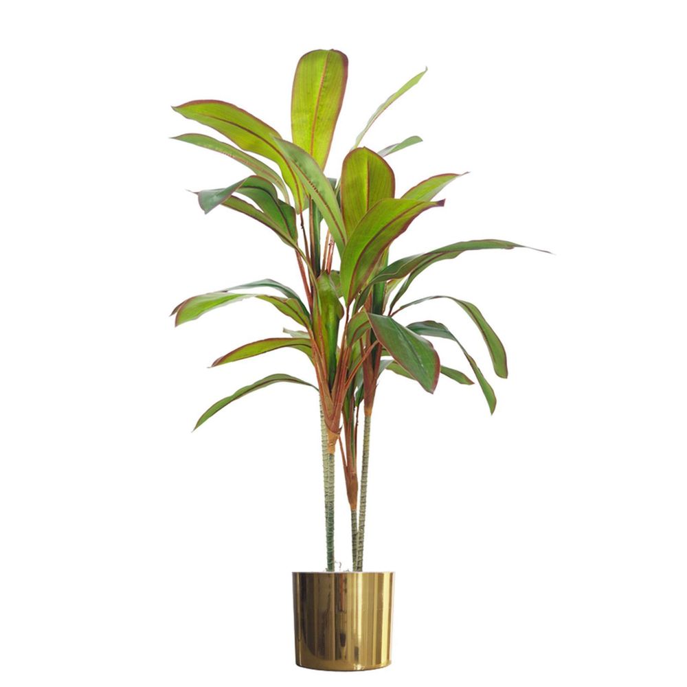 Artificial Dracaena with Gold Planter, 100cm