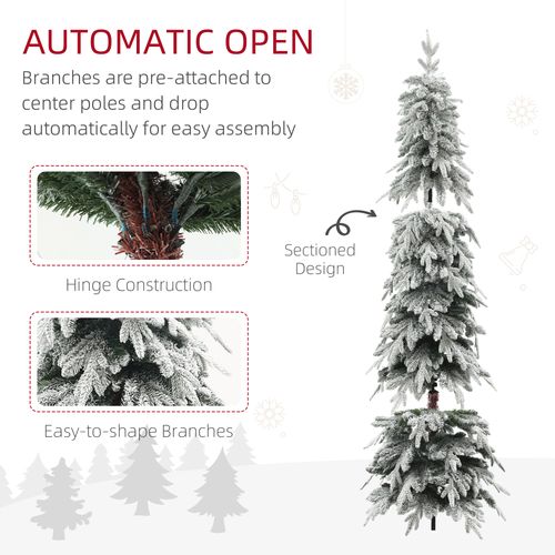 Flocked Pencil Christmas Tree, 6ft or 7ft