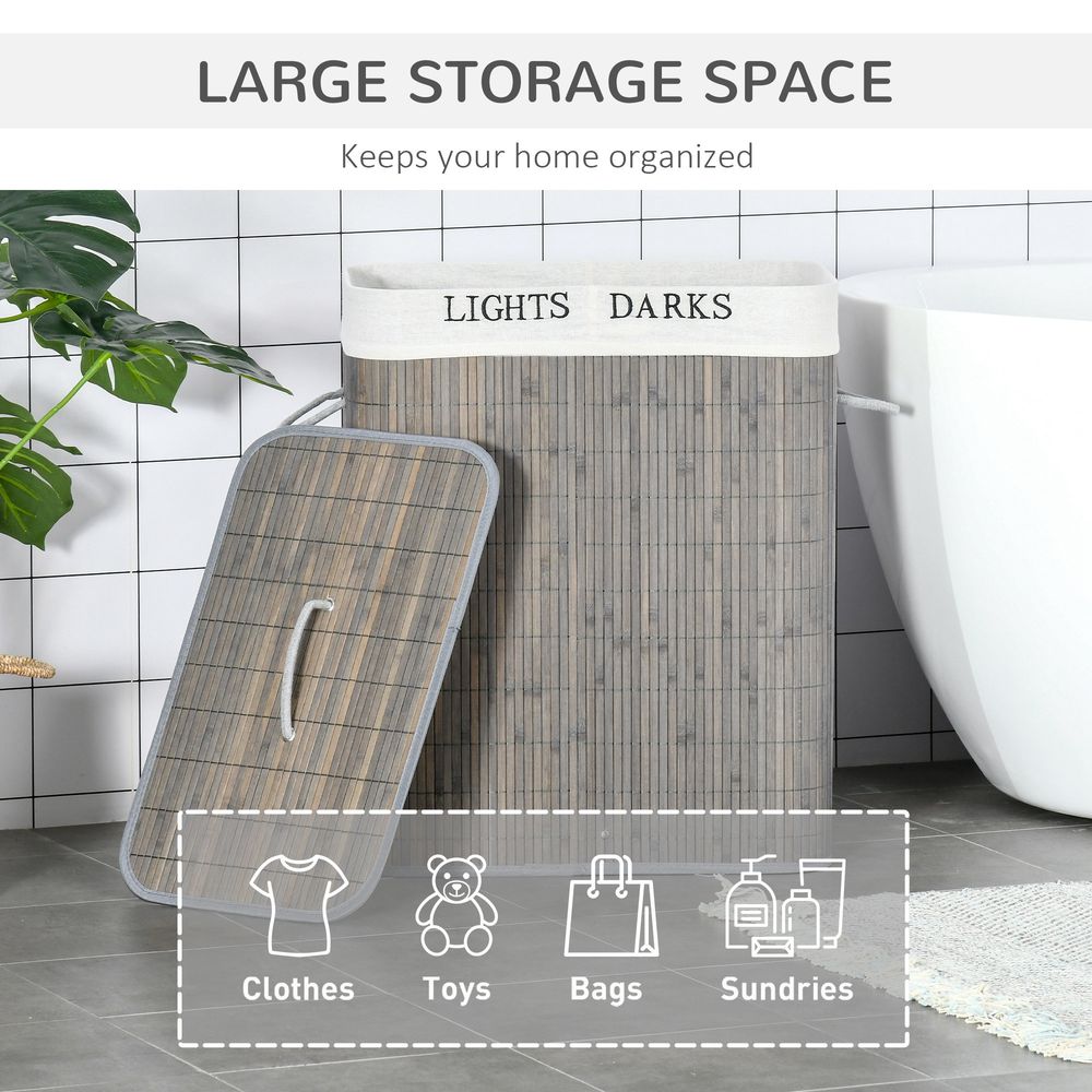 Bamboo Laundry Basket with Lid, 100L