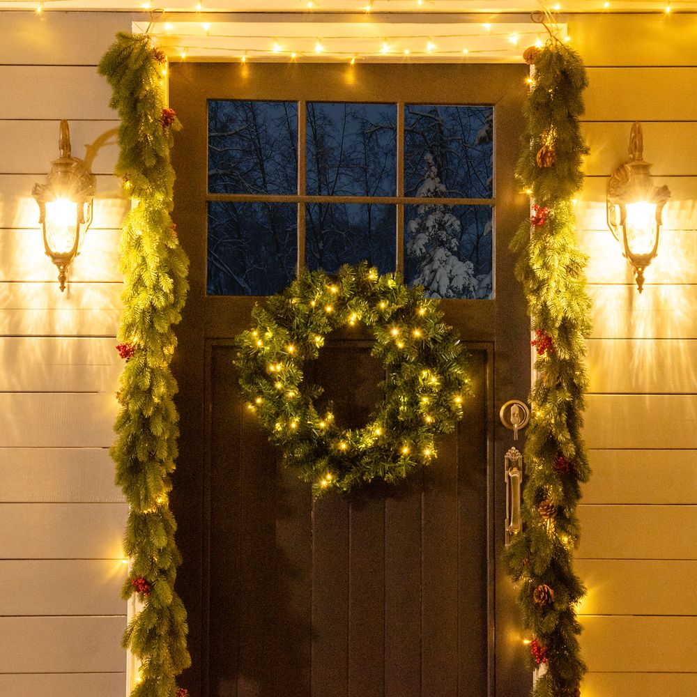 Pre-Lit Christmas Wreath, 55cm