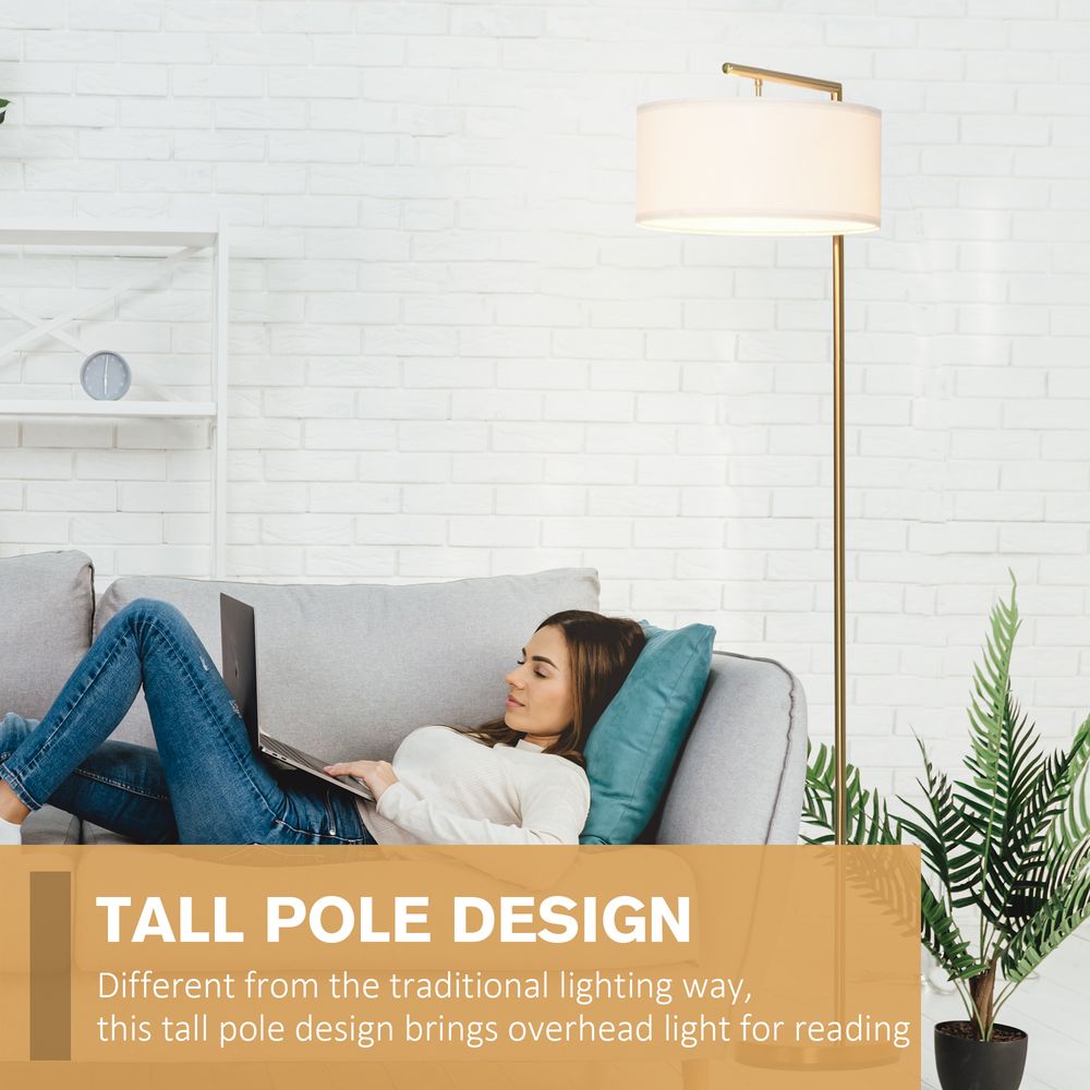 Linen Shade Floor Lamp, Gold, 153cm
