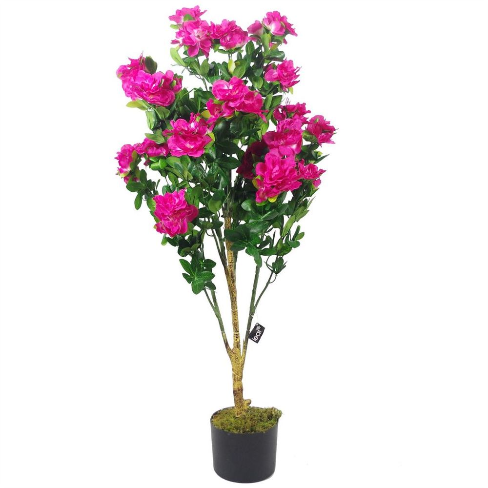 Artificial Pink Azalea with Gold Planter, 100cm