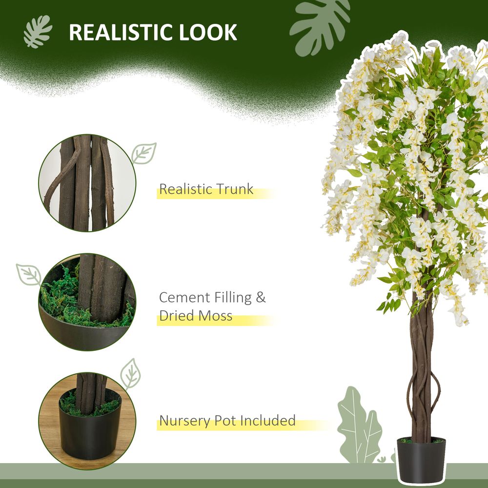 Artificial White Wisteria Tree, 160cm