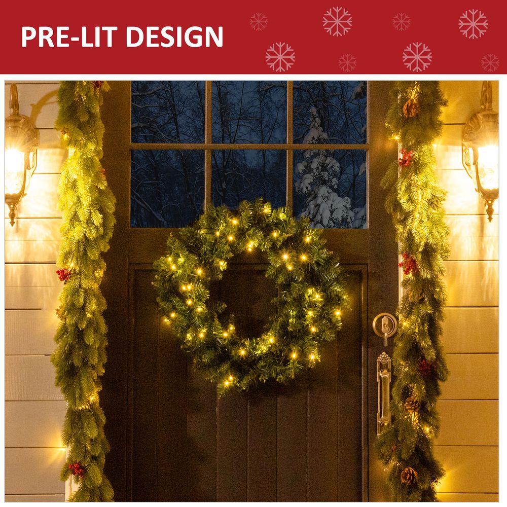 Pre-Lit Christmas Wreath, 55cm
