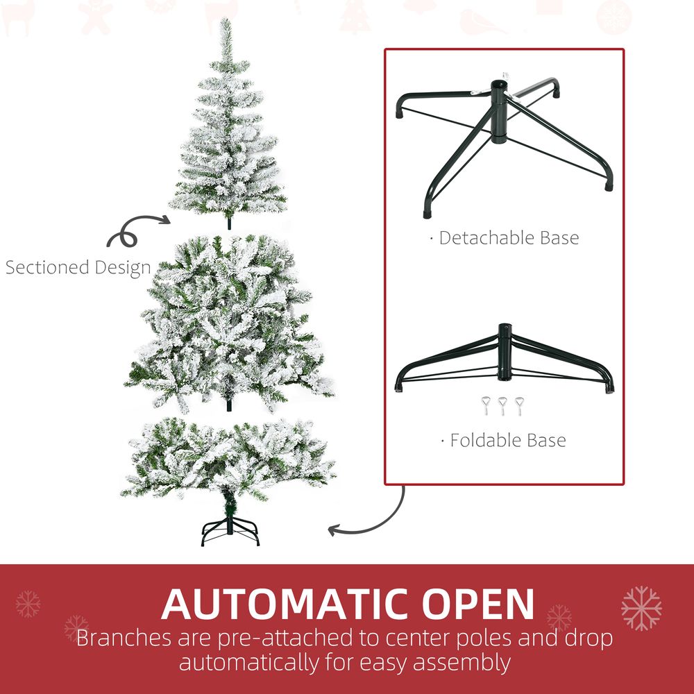 Snow Flocked Christmas Tree, 6ft