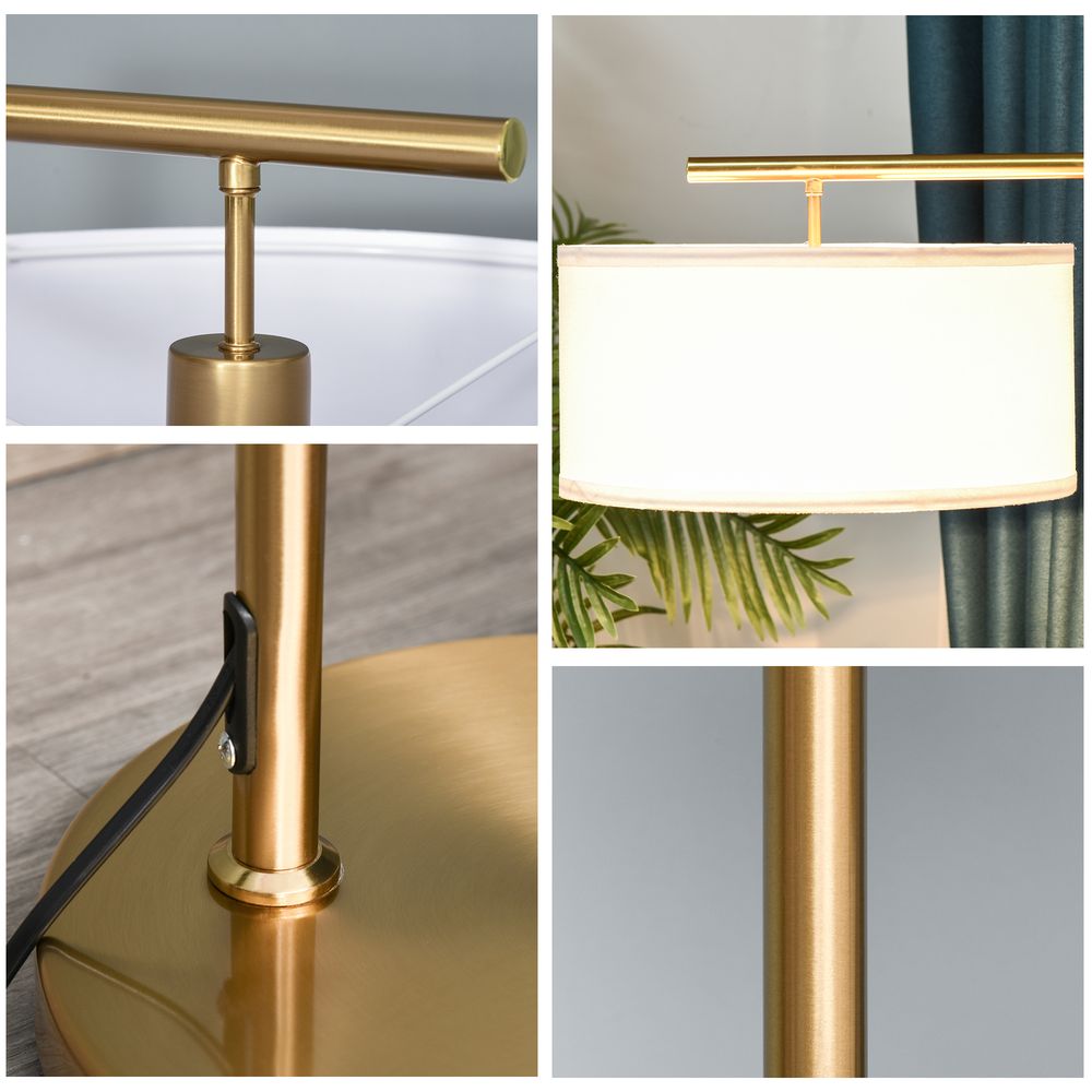 Linen Shade Floor Lamp, Gold, 153cm