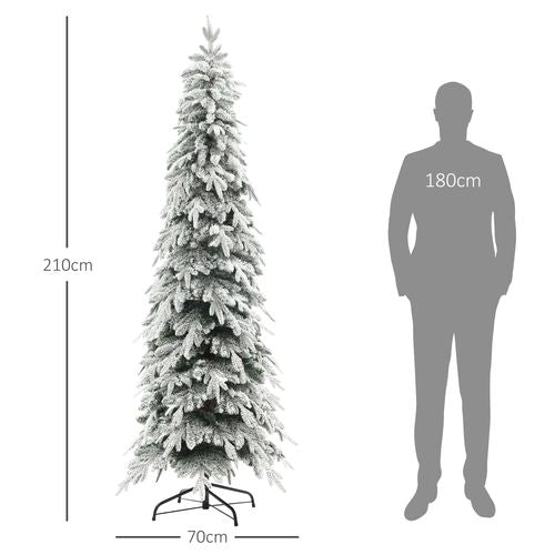 Flocked Pencil Christmas Tree, 6ft or 7ft