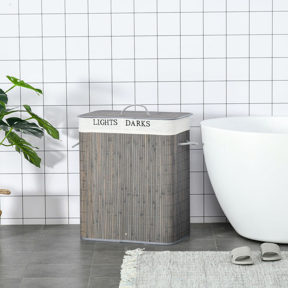 Bamboo Laundry Basket with Lid, 100L