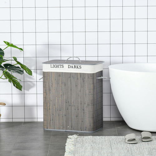 Bamboo Laundry Basket with Lid, 100L