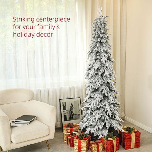 Flocked Pencil Christmas Tree, 6ft or 7ft