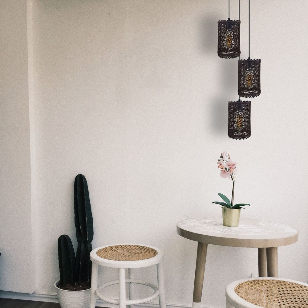 3-Head Rattan Pendant Light