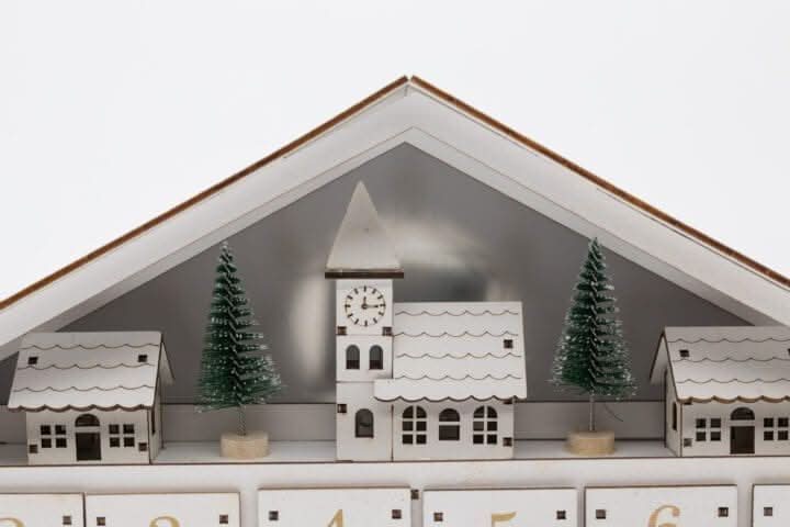 White Wooden Christmas Advent Calendar with Roof