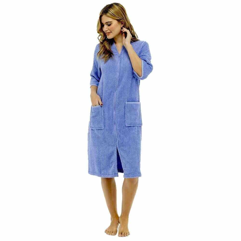 Women's Zip-Through Towelling Bath Robe