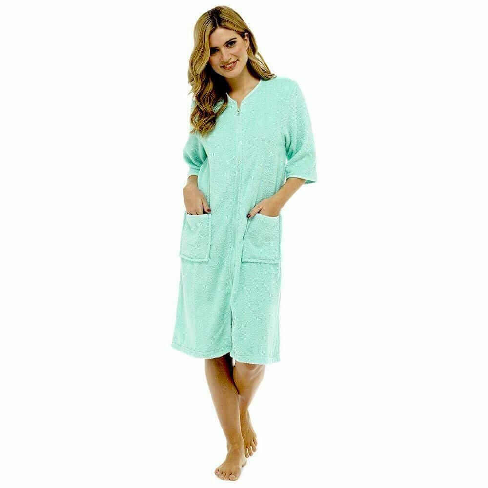 Women's Zip-Through Towelling Bath Robe