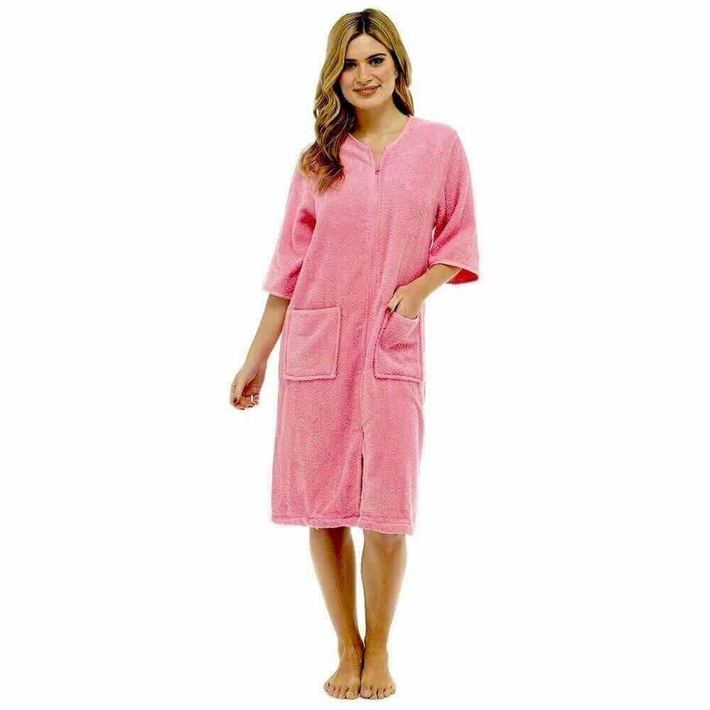Women's Zip-Through Towelling Bath Robe