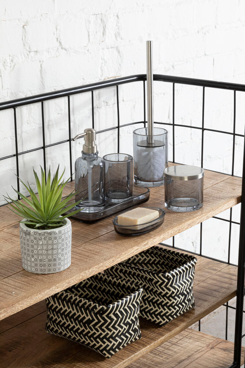 Set of 5 Woven Storage Baskets, Black and White